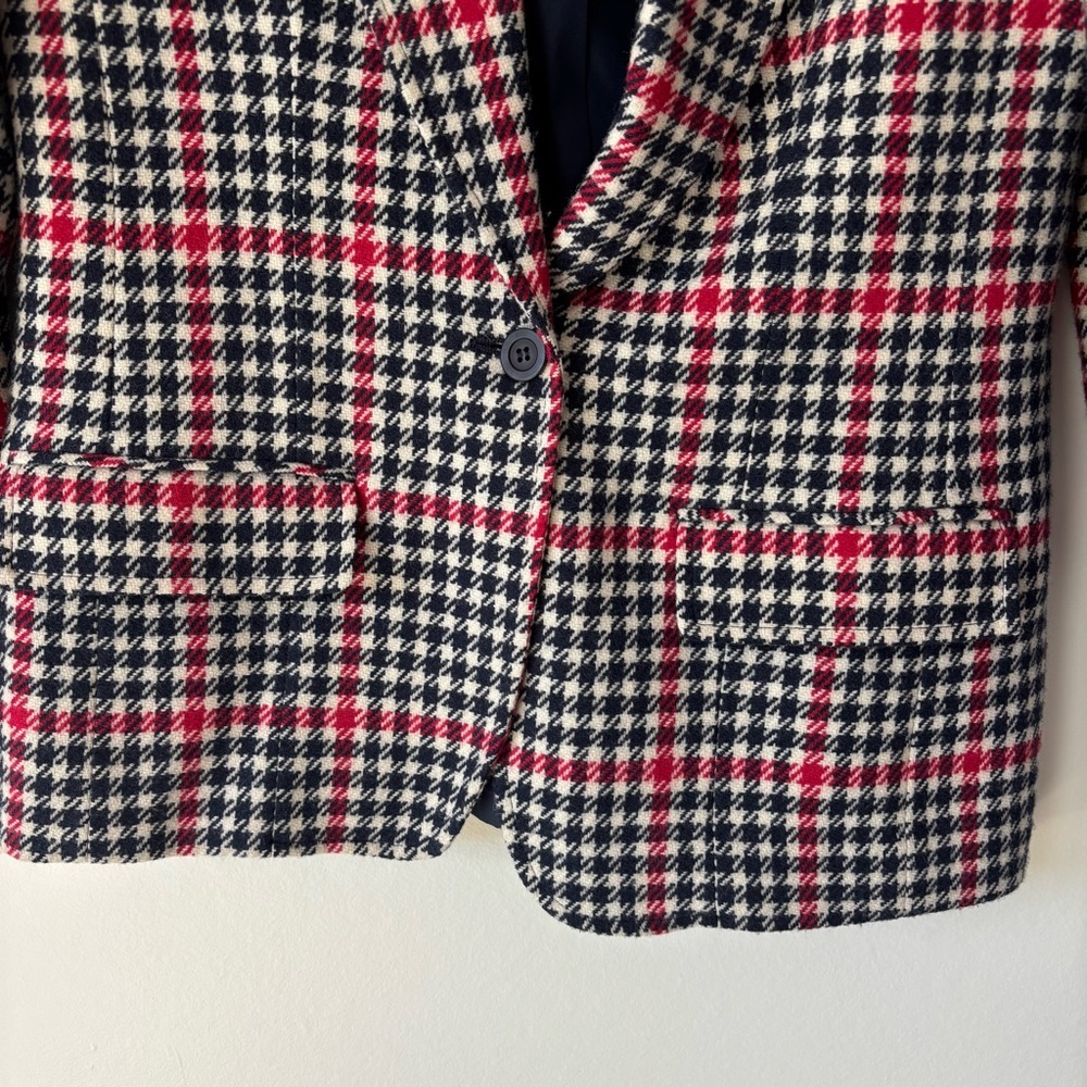 Pendleton 100% Virgin Wool Houndstooth Blazer Blu… - image 6